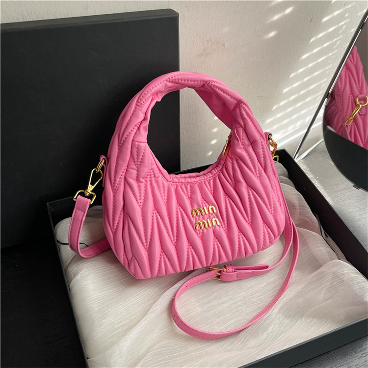 Luxury Bags Dior - Fashion Women's Quilted Pleated Handbag, Embroidered
