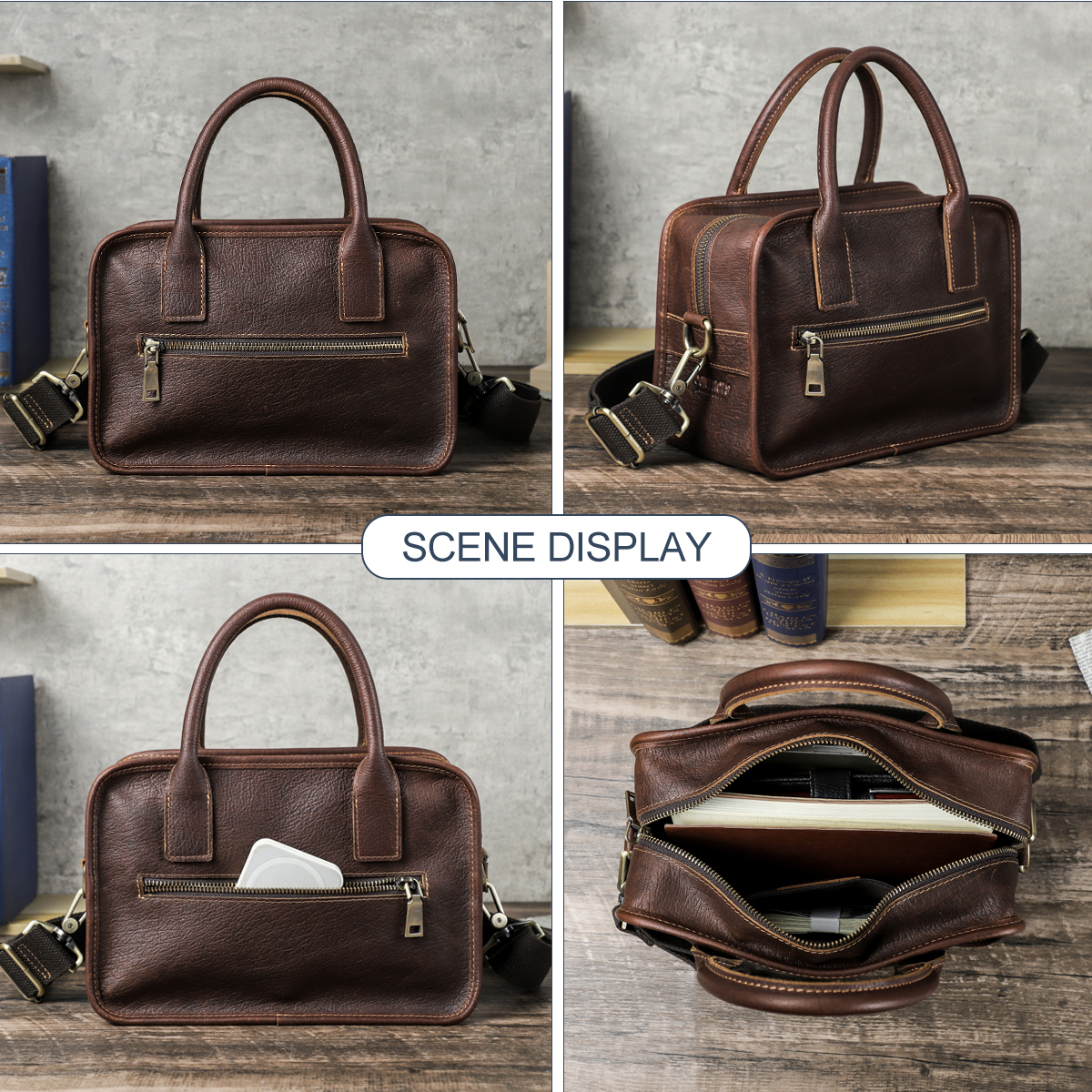CONTACT'S Genuine Leather Men  - Luxury Bags Tote avaliação e preço
