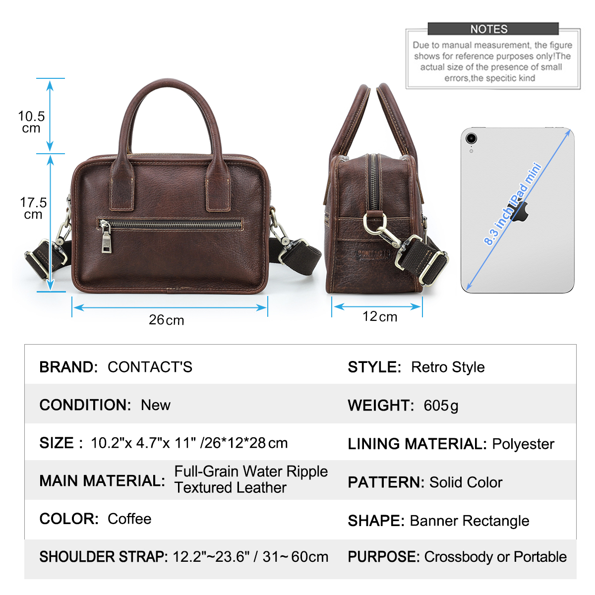CONTACT'S Genuine Leather Men  - Luxury Bags Tote avaliação e preço