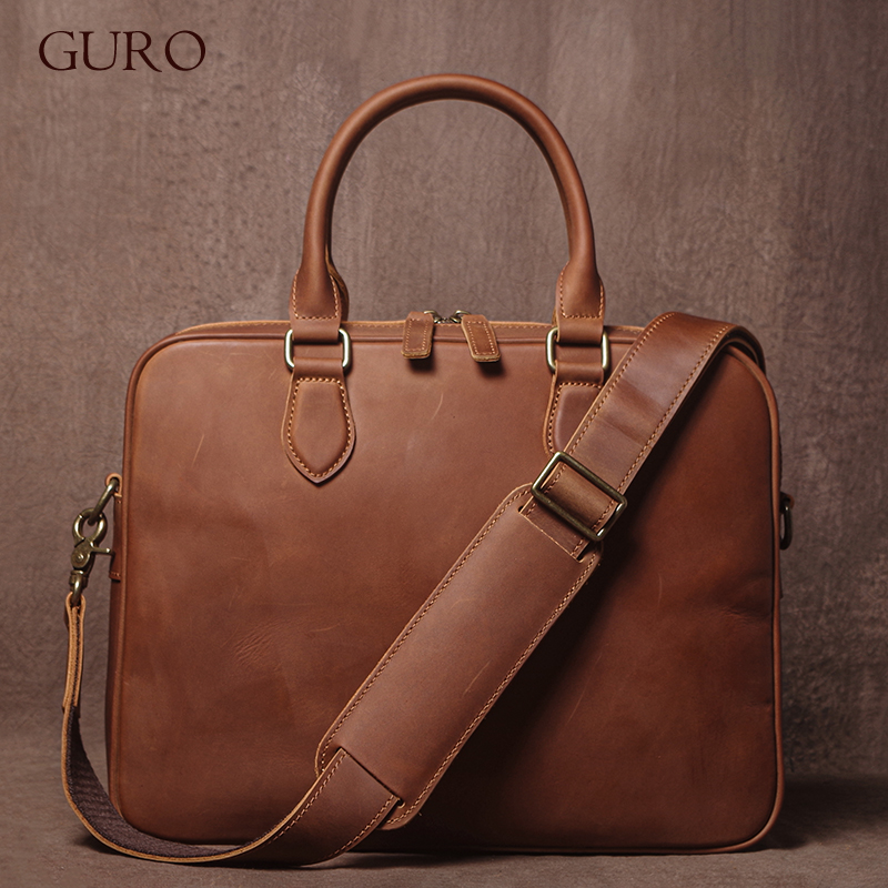 GURO Men Crazy Horse Cowhide B - Luxury Bags Tote avaliação e preço