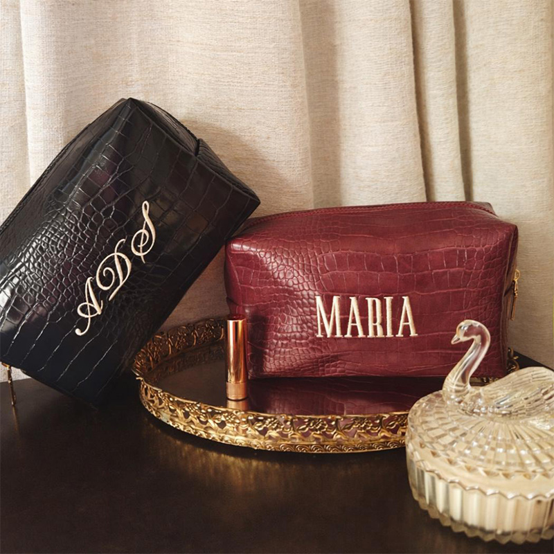 Embroidered Croc Makeup Bag Pe - Luxury Bags Vegan avaliação e preço